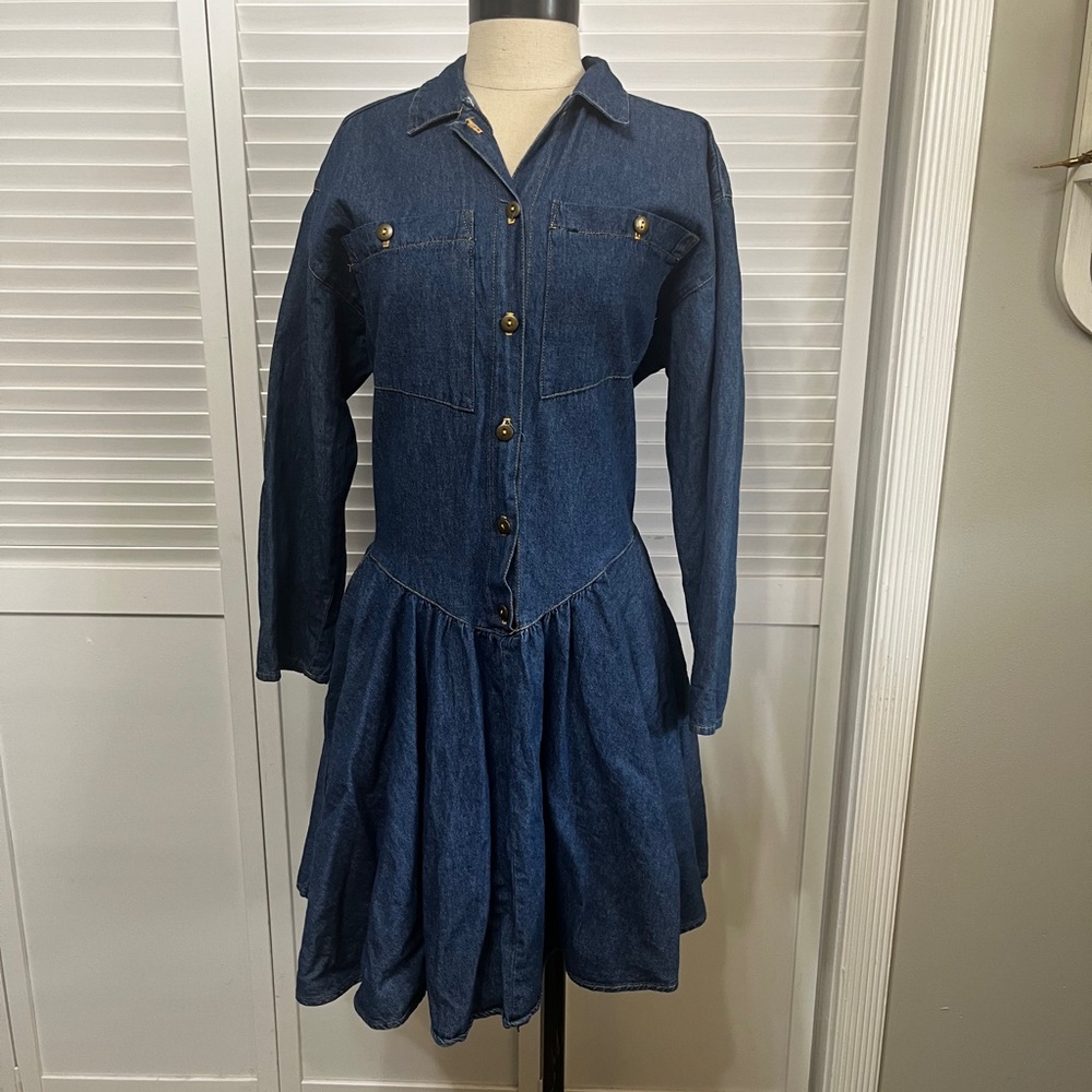Drop Waist Denim Dress
